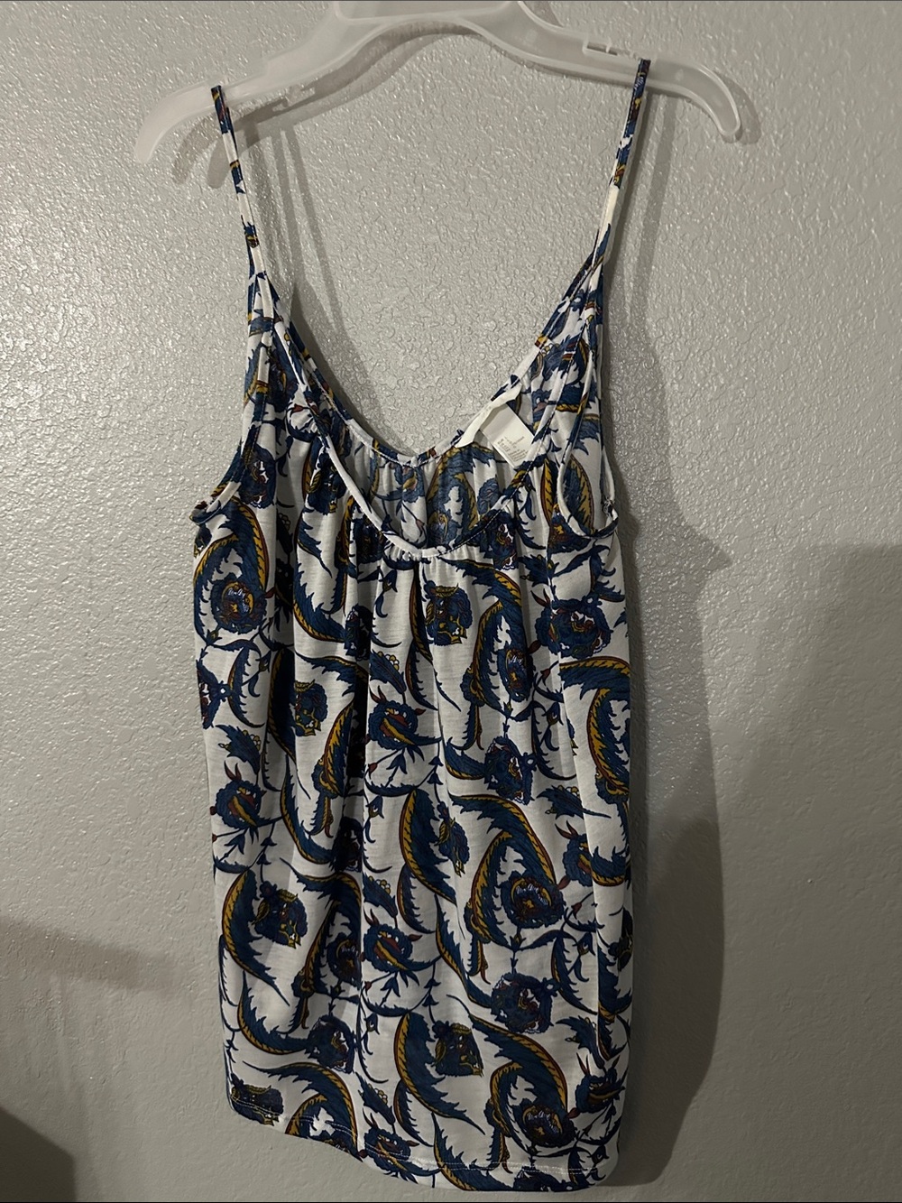 H&M White Paisley Print Spaghetti Strap Cami